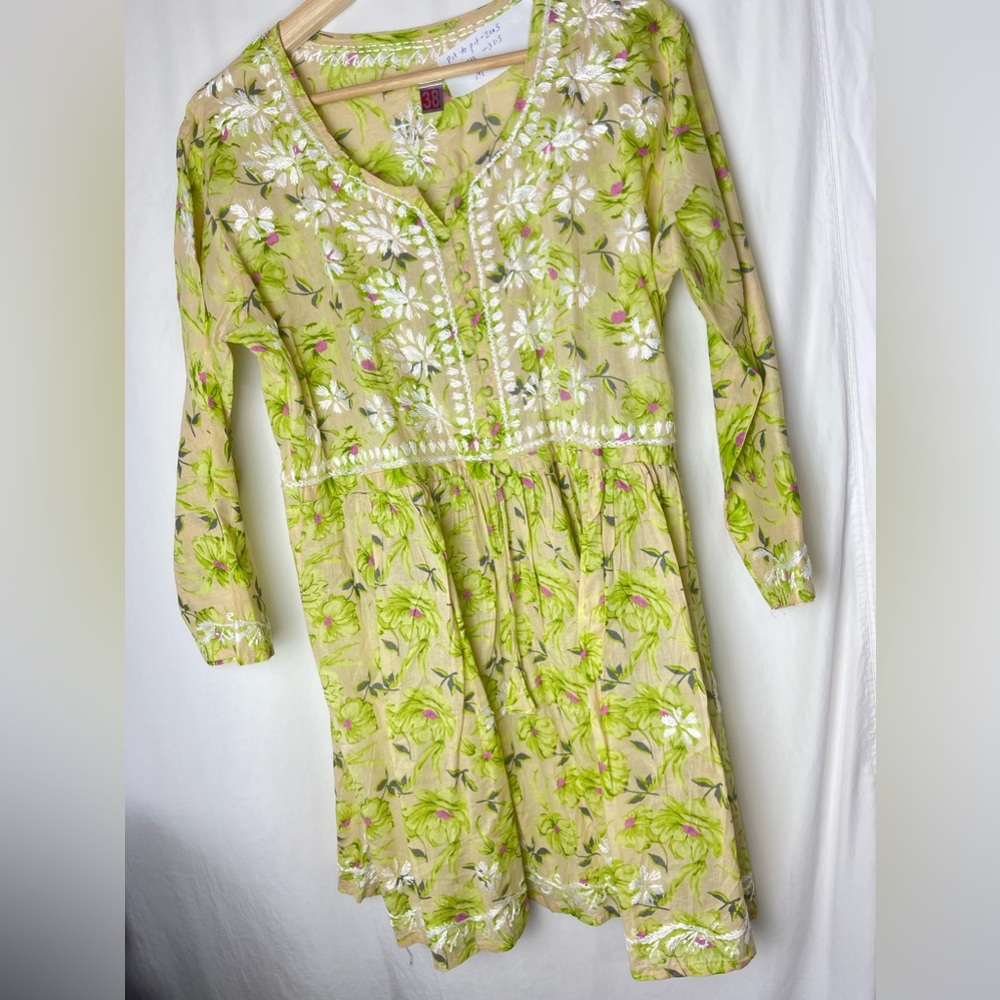 Floral Tunic Dress Cotton  Sz M